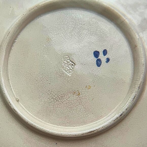 Antique Majolica Pink Cockatoo Plate William Brownfield Bird Raised Hexagon - Picture 2 of 6